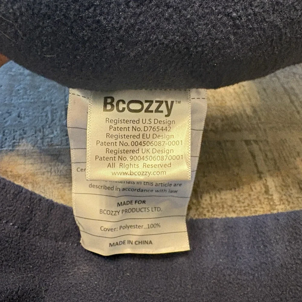 BCOZZY Neck Pillow for Travel Neck Large Blue and Gray With Case